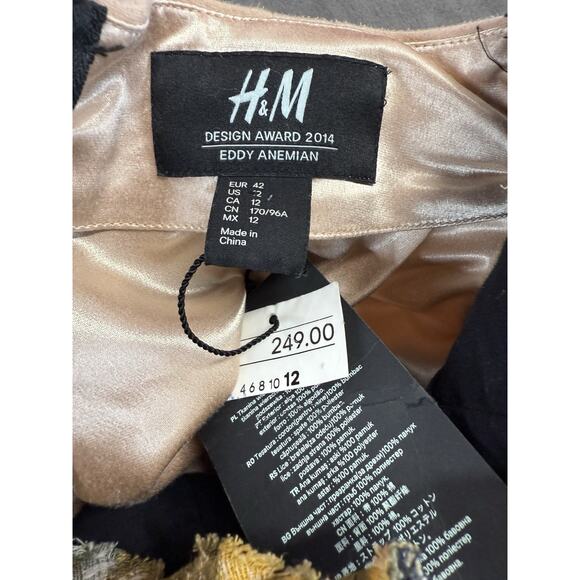 NWT H&M x Eddy Anemian 2014 Runway Blouse Tunic Open Back US 12 - Picture 12 of 13